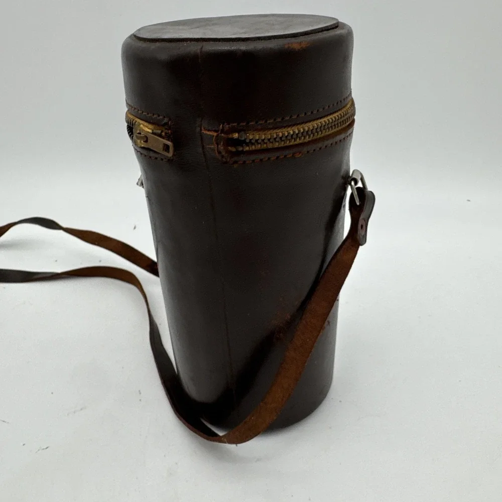 Unbranded Brown Leather Hard Lens Case 3.5 X 7
